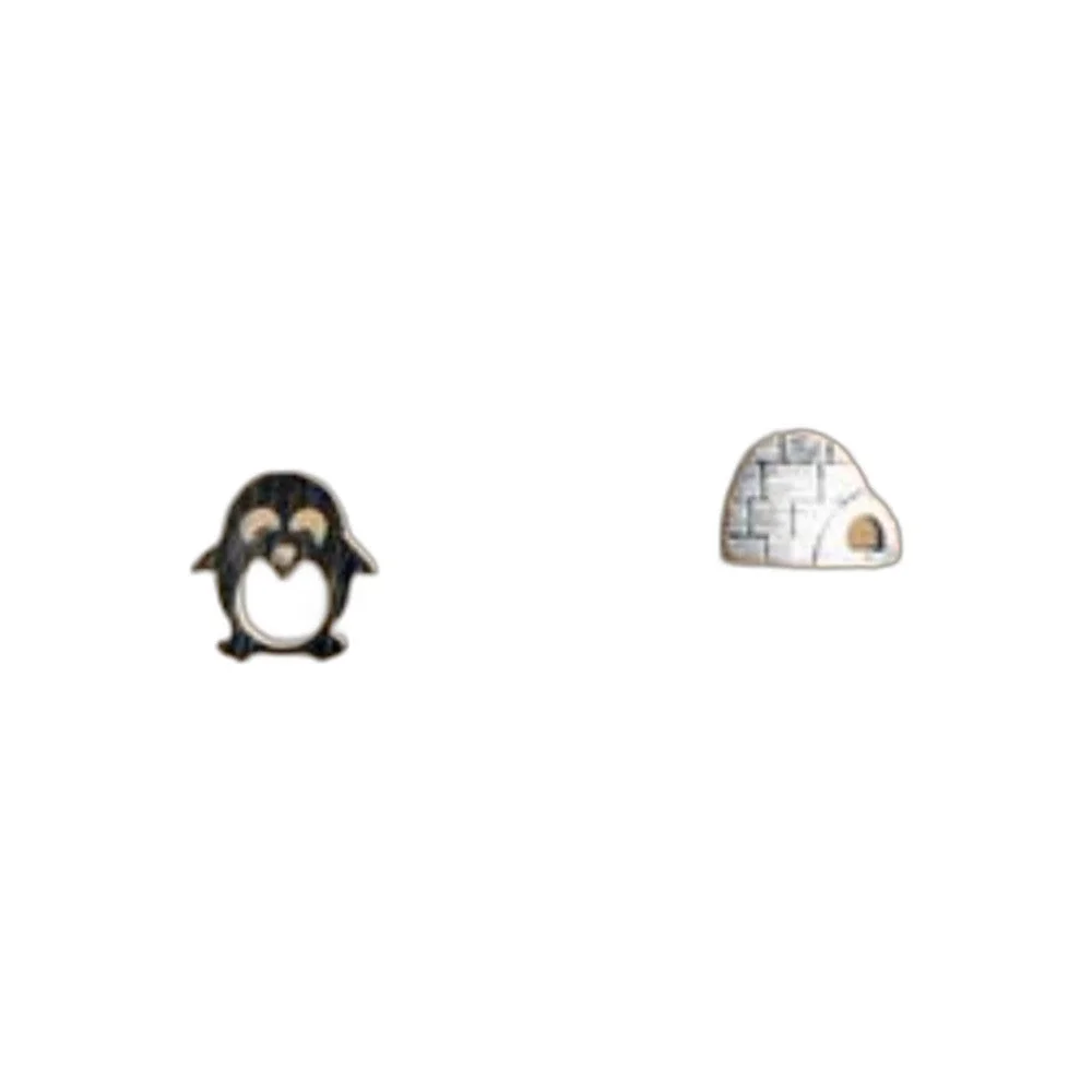 Indio Jewelry Tiny Brushed Silver Igloo Penguin Stud Earrings #121
